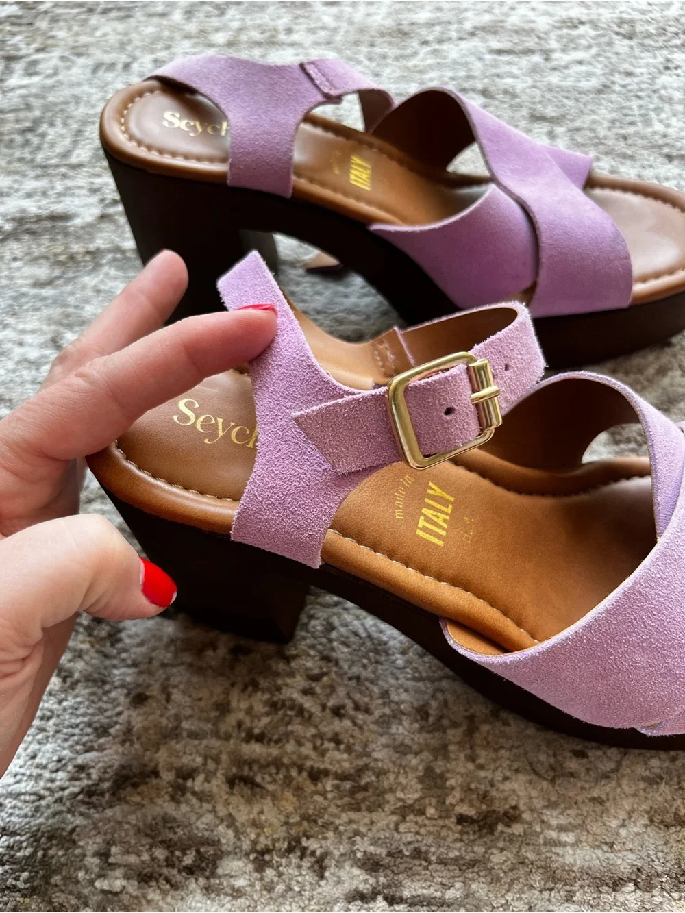 Seychelles Lavender Crossband Platform Slingbacks